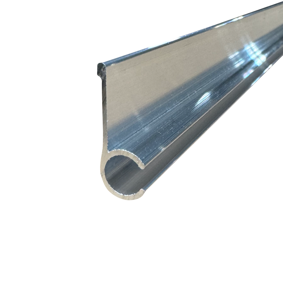 92" Aluminum Awning Keder Rail Round Insert Trim 1.188" Wide, 5/16" Inside | Mill Finish