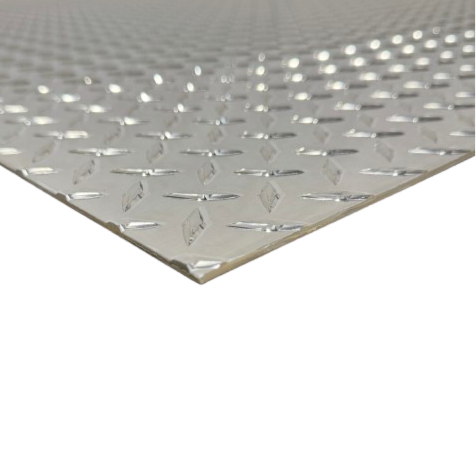 Metallic diamond plate sheet on a white background