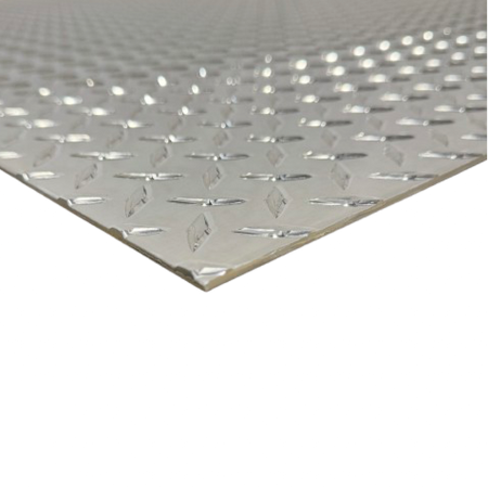 Metallic diamond plate sheet on a white background