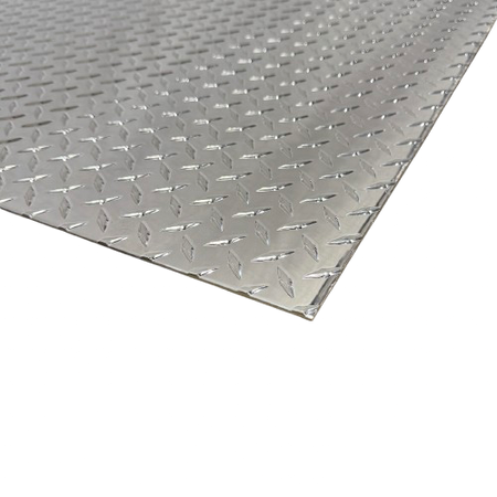 Diamond plate metal sheet on a white background