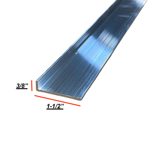 3/8" x 1-1/2" Aluminum Angle Trim 92" Long 1/16" Thick (.375" x 1.5") | Mill Finish