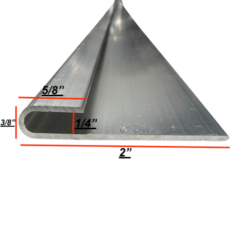 2" x 1/4" J Trim Aluminum Rail Capping Large Gutter Trim 92" Long | Mill Finish or Black