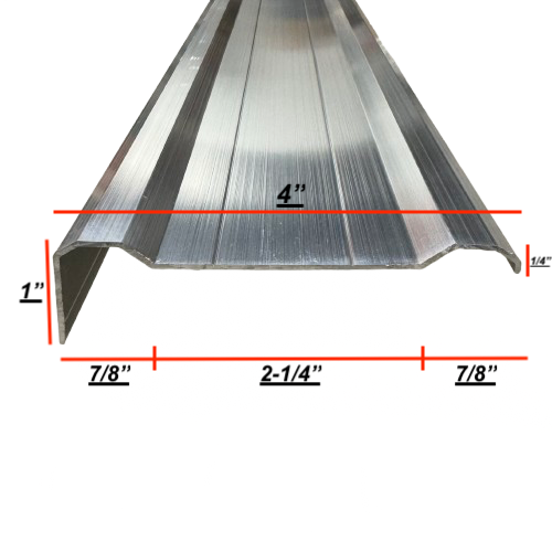 4" Wide, 2 Ridge Large Aluminum Cargo Trailer RV Cove Top, Bottom Trim 92" x 1" Leg