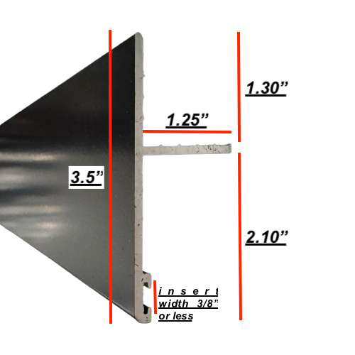 Slide Out 93" Black Aluminum RV Trailer Door T Trim Rail | 3.5" x 1.25" | Pre-Drilled, Seal Insert Track