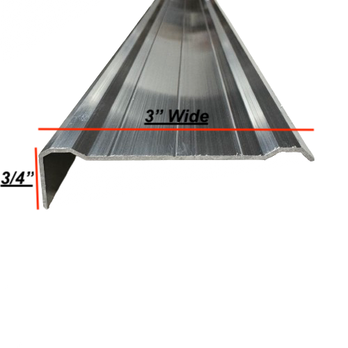 2 Ridge, 3" Wide Slim Aluminum Smooth Cargo Trailer Trim 92", 3/4" Leg | Mill Finish