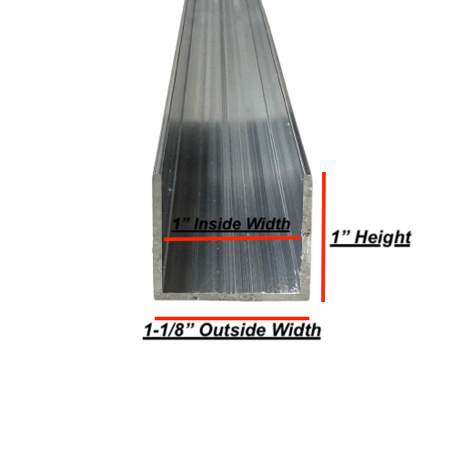 1" U Channel Rail Aluminum Trim C Channel | Black, Slate, or Mill Finish