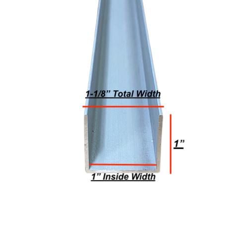 1" U Channel Rail Aluminum Trim C Channel | Black or Slate