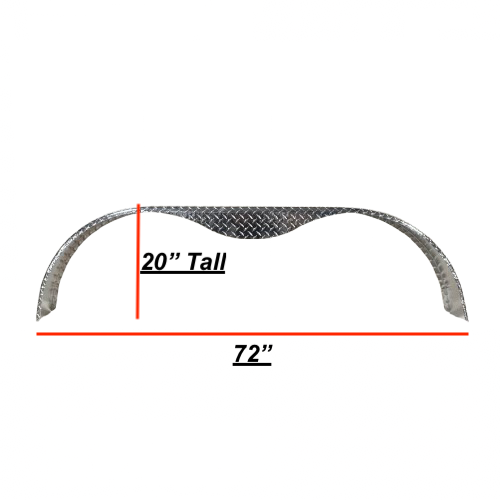 Diamond Plate Tandem Aluminum Teardrop Fender- 72" x 10" x 20" | Polished or Black