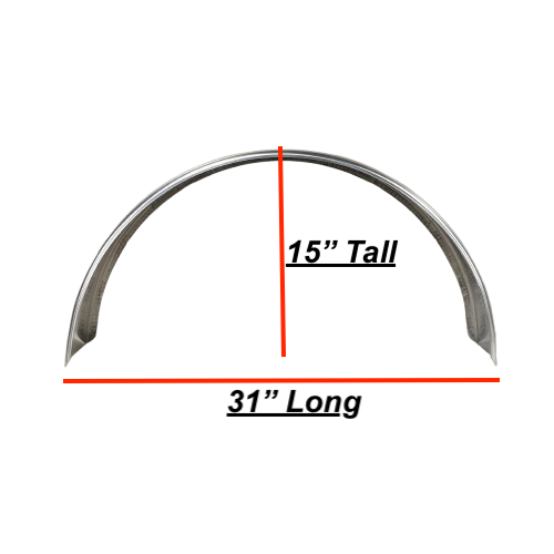 Diamond Plate Round Aluminum Trailer Fender - 9" x 15" x 31" | Polished or Black