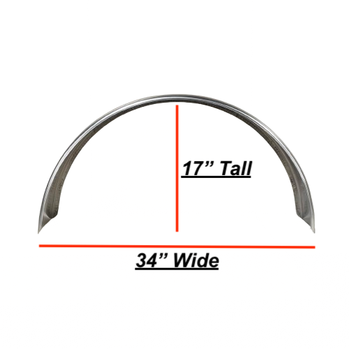 Round Smooth Aluminum Trailer Fender - 9" x 17" x 34" | Mill Finish or Black