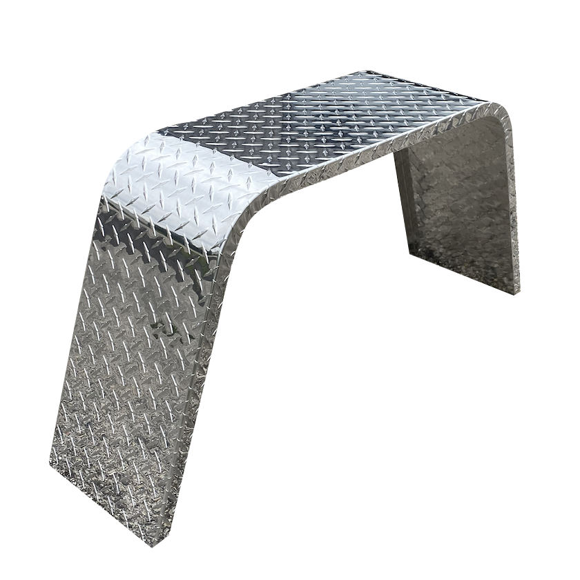 Diamond Plate Flat Top Aluminum Trailer Fender - 10" x 18" x 36" | Polished or Black