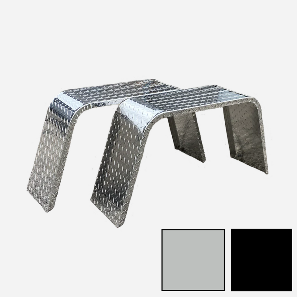 Diamond Plate Flat Top Aluminum Trailer Fender - 10" x 18" x 36" | Polished or Black