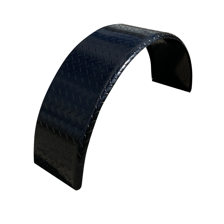 Diamond Plate Round Aluminum Trailer Fender - 10" x 18" x 36" | Polished or Black