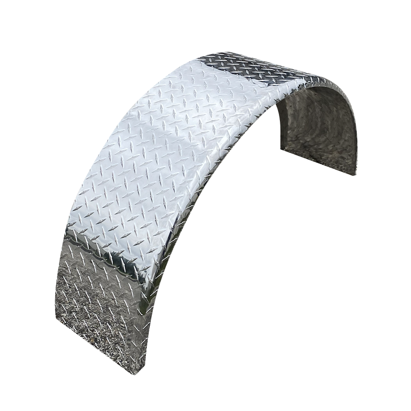 Diamond Plate Round Aluminum Trailer Fender - 10" x 18" x 36" | Polished or Black