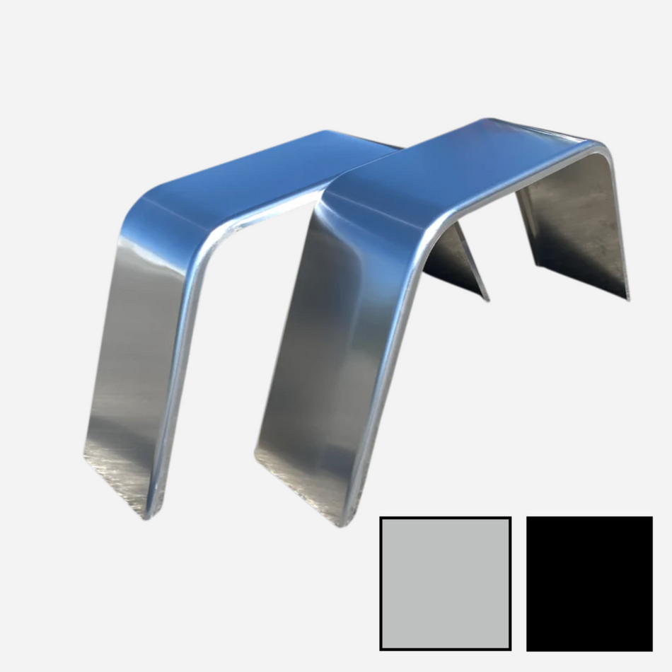Flat Top Aluminum Jeep Style Trailer Fender - 10" x 18" x 36" | Mill Finish or Black