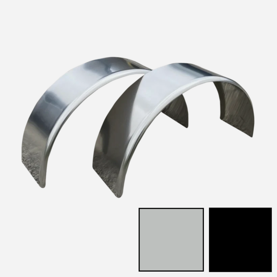 Round Smooth Aluminum Trailer Fender - 10" x 18" x 36" | Mill Finish or Black