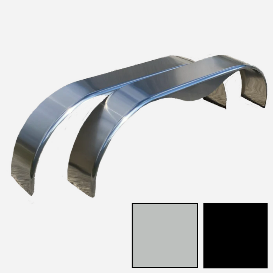 Smooth Round Tandem Aluminum Teardrop Fender - 72" x 10" x 20" | Mill Finish or Black