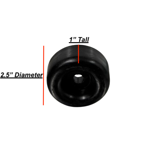 2.5" Black Rubber Trailer RV Door Bumper 1" Tall, Heavy Duty Stop | Black