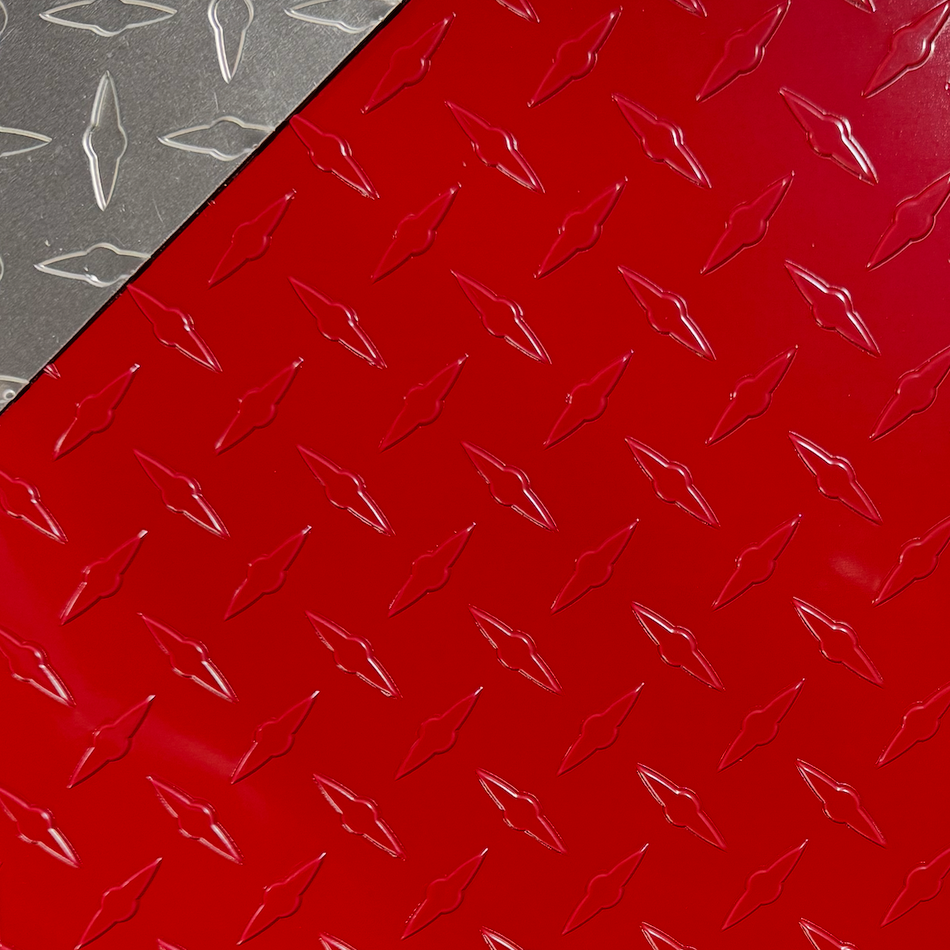 Close up of red diamond plate
