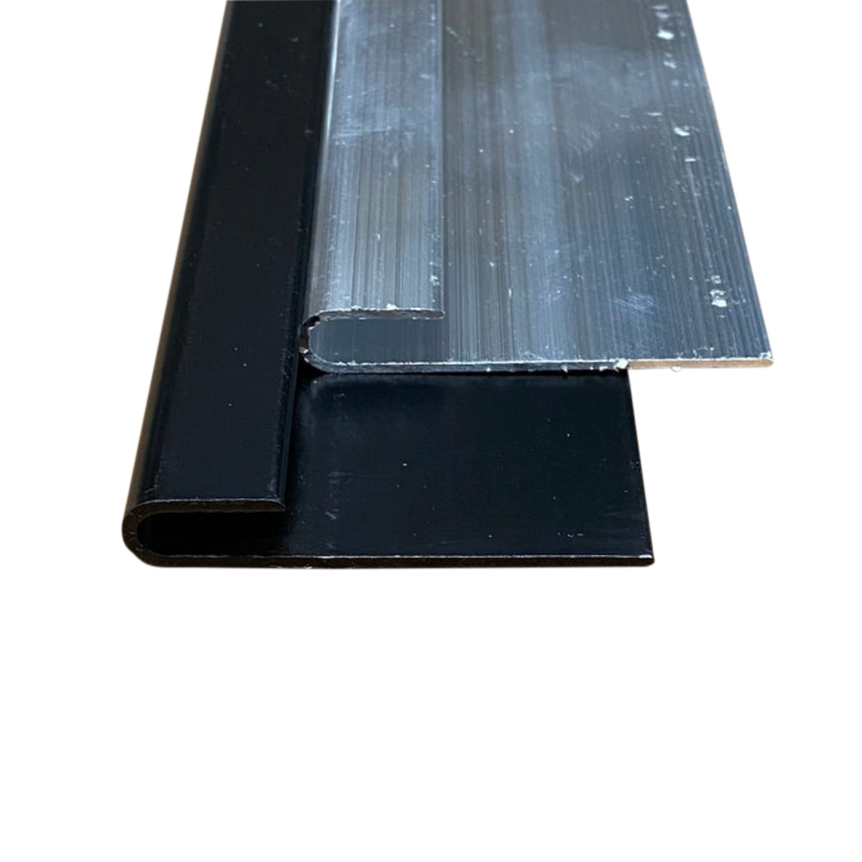 2" x 1/4" J Trim Aluminum Rail Capping Large Gutter Trim 92" Long | Mill Finish or Black