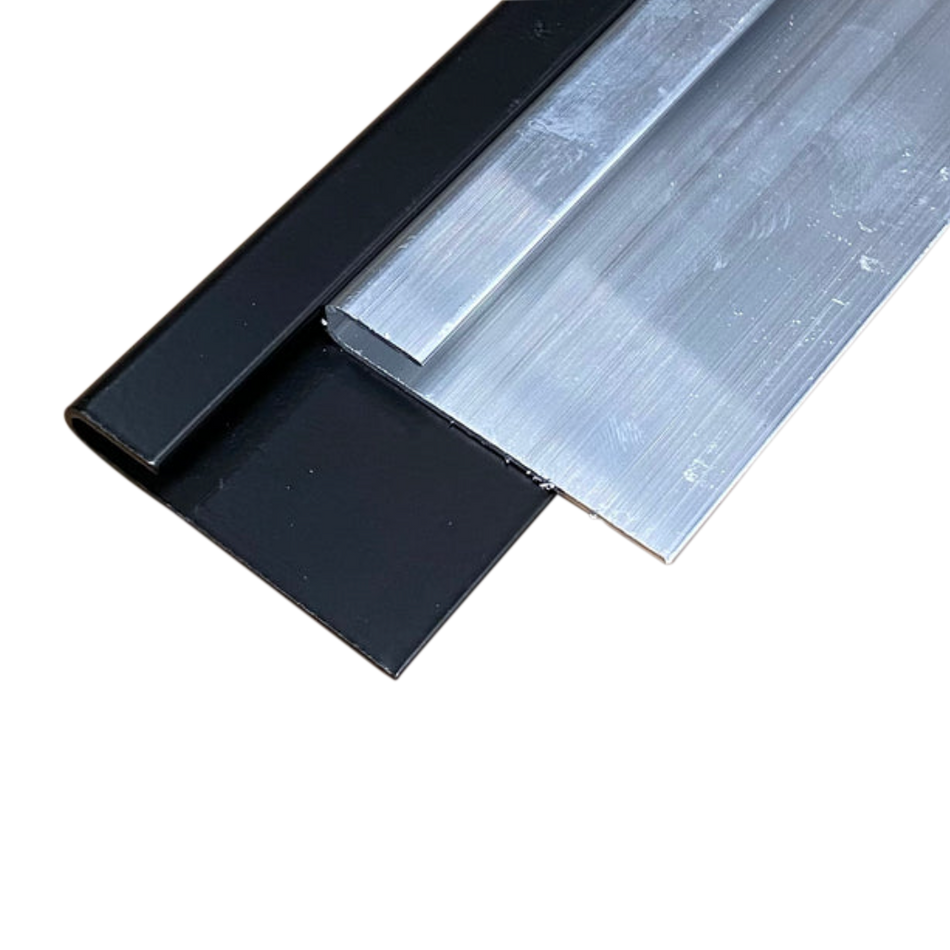 2" x 1/4" J Trim Aluminum Rail Capping Large Gutter Trim 92" Long | Mill Finish or Black