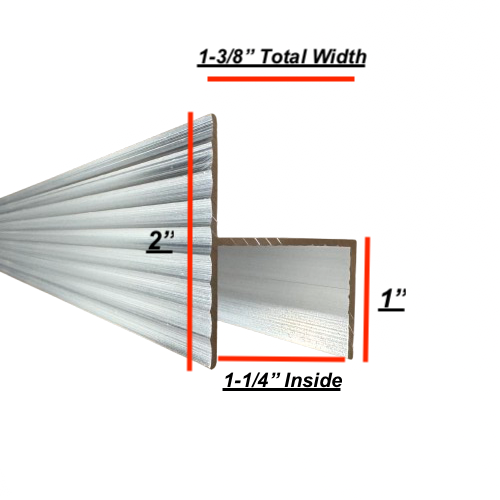 H-Channel 93" Aluminum Trim 2" x 1-3/8" (1-1/4" Inside) Cargo Trailer Door Chair Rail