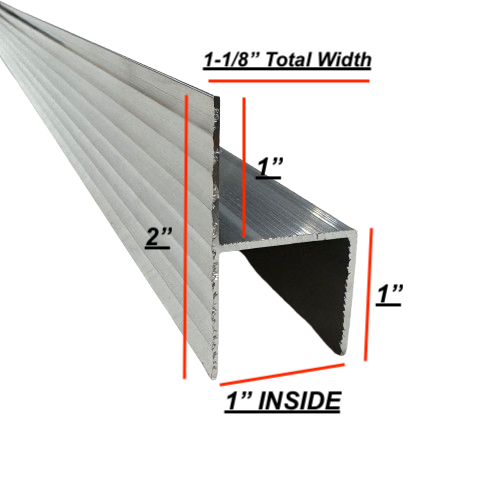 H-Channel 93" Aluminum Trim 2" x 1 1/8" Cargo Trailer Door Trim, Chair Rail